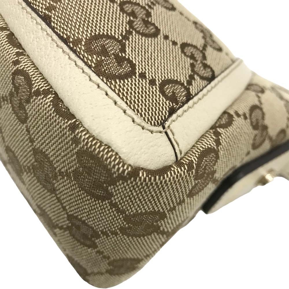 Gucci One Shoulder Hobo Bag Abbey Shoulder GG Brown White - Picture 10 of 10
